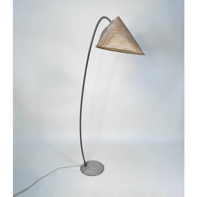 Brass Arc Floor Lamp with Parchment Lampshade, Germany, 1950s For Sale - Image 17 of 17