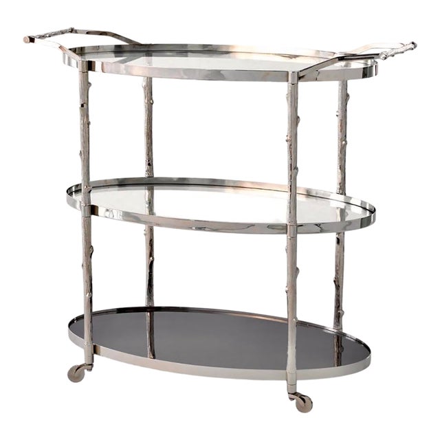 Modern Nickel Plated Arbor Bar Cart For Sale