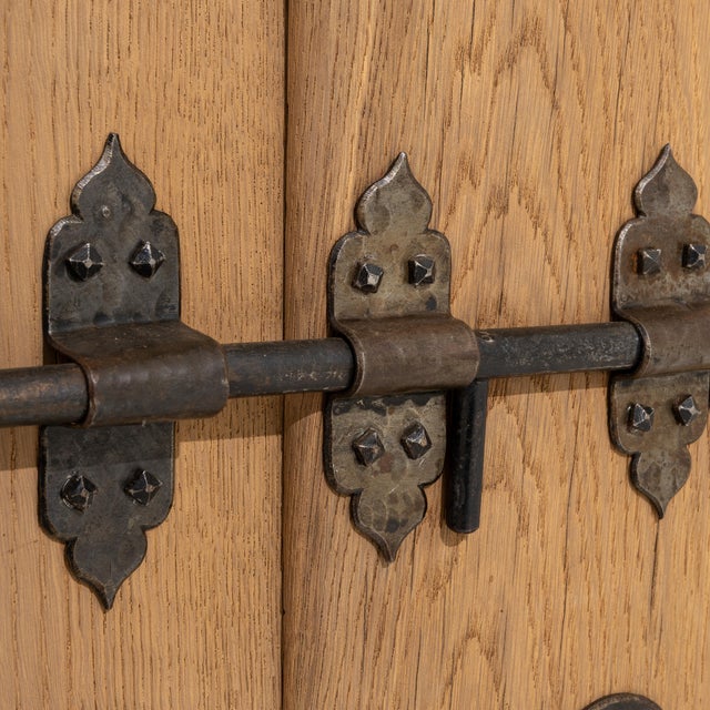 Brutalist Oak Buffet With Iron Hardware For Sale - Image 4 of 11
