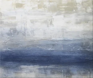 "It's Not Over Yet" Contemporary Original Abstract Navy Blue, Grey, Taupe and White Print by KR Moehr