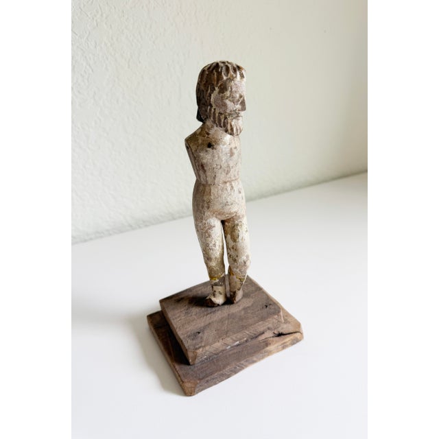 Antique Male Santos Figure on Wood Base For Sale - Image 4 of 10
