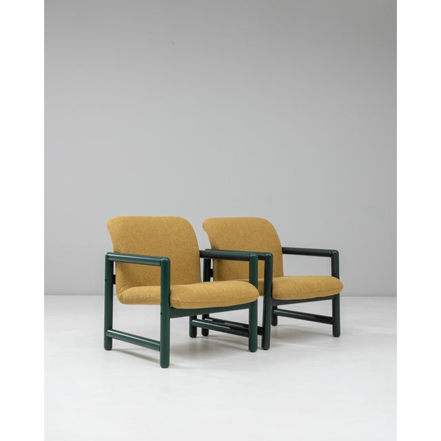 20th Century Czech Lounge Chairs With Green Frames and Yellow Upholstery - A Pair For Sale In Greensboro - Image 6 of 18