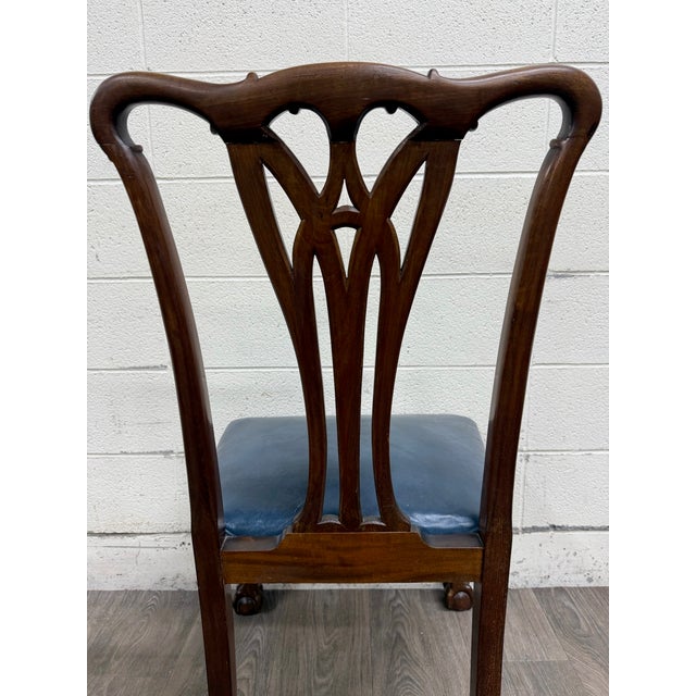Vintage English Chippendale Style Carved Mahogany Dining Chairs - Set of 8 For Sale - Image 9 of 12