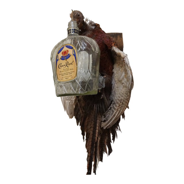 Taxidermy Pheasant Drinking From Crown Royal Bottle For Sale