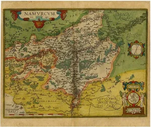 Antique Map of the Namen or Namur Region in Wallonia, Belgium