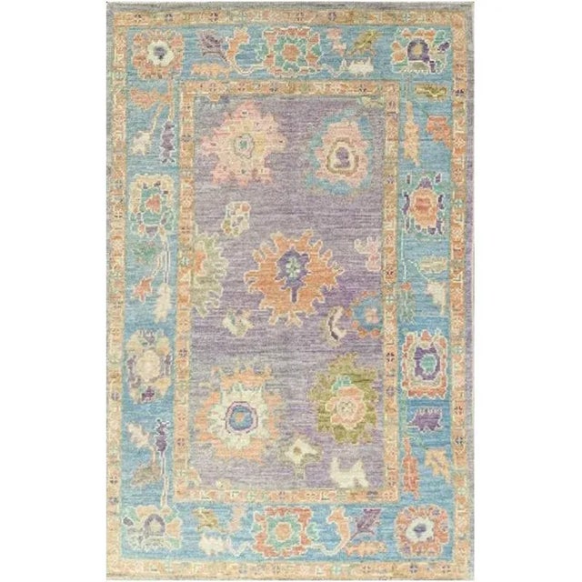 Handwoven Turkish Oushak Area Rug 4'0" × 6'1" For Sale - Image 13 of 13