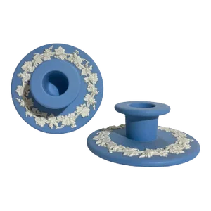 Vintage Blue and White Regency Wedgwood Candlesticks