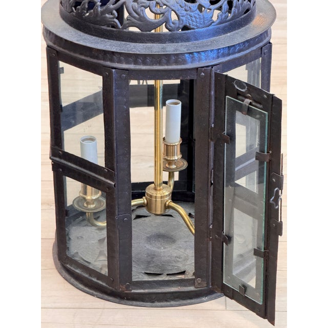 Pair of Late 19th / Early 20th Century German Pierced Metal Octagonal Lanterns For Sale - Image 11 of 11