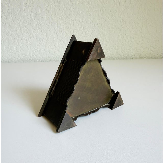 Early 1900s Hammered Bronze Triangle Box For Sale - Image 9 of 9