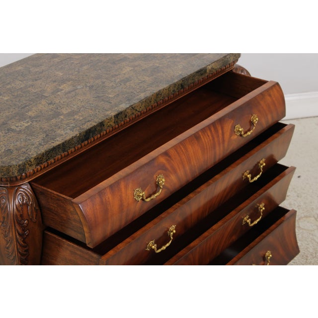 Maitland Smith Flame Mahogany Marble Top Bombe Dresser For Sale In Philadelphia - Image 6 of 18
