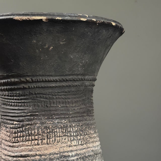 Antique Monumental African Nupe Folk Art Terracotta Pot Holder For Sale - Image 10 of 11