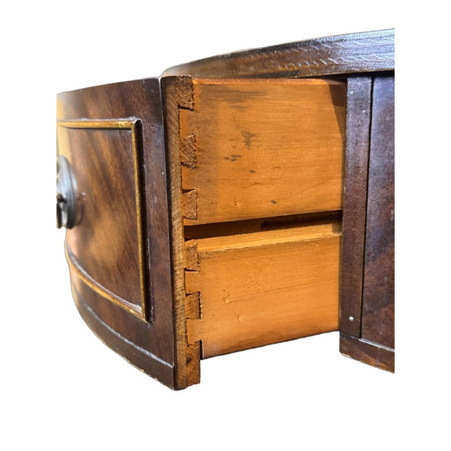 Wood Antique Duncan Phyfe Style Mahogany Drum Center Table With Gold-Tooled Leather Top, Early 20th Century For Sale - Image 7 of 14
