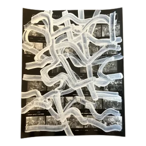 Contemporary Original Wayne Cunningham Abstract Painting/ Vintage Photo Proof Sheet Signed