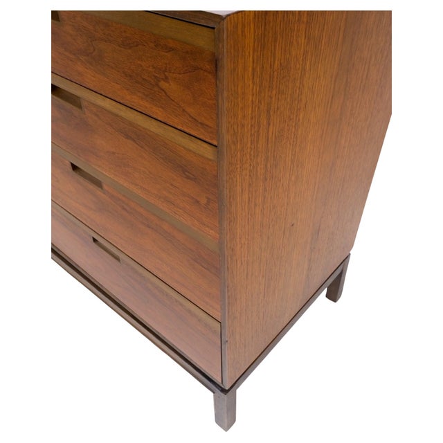 Wood Mid Century Danish Modern Walnut 11 Drawers Dresser Credenza 2 Doors Compartment For Sale - Image 7 of 12