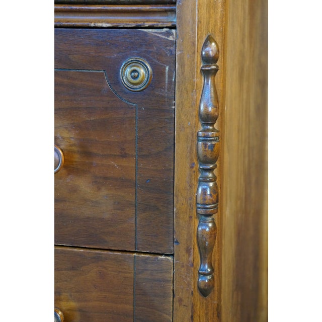 Brown Antique Knox-Hutchins Burled Walnut 4 Drawer Dresser With Mirror & Jewelry Boxes For Sale - Image 8 of 18
