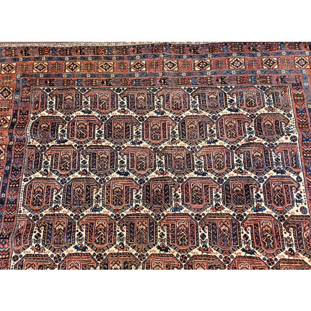 Antique Persian Afshar Tribal Rug, Hand-Knotted Wool, Allover Paisley Pattern, Ivory & Red, 5x7 For Sale - Image 10 of 17
