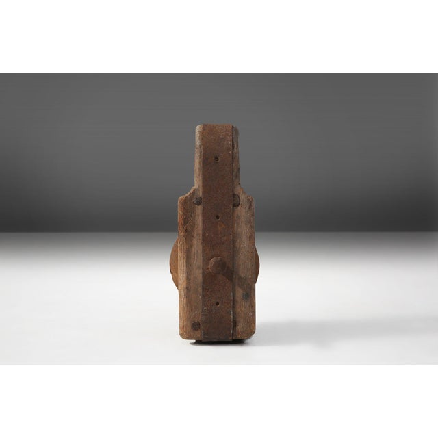Large 20th Century Industrial Double Wooden Pulley Block For Sale - Image 9 of 11