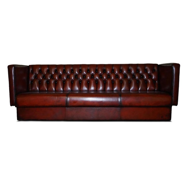 Set of 4-5 Seater Chesterfield Brown Leather Sofas For Sale - Image 13 of 18