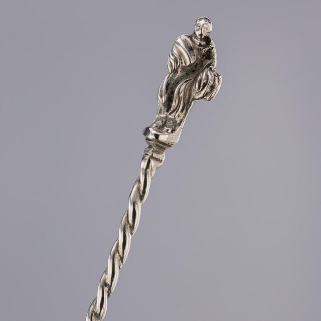 19th Century Victorian Solid Silver Salts & Spoons, London, 1870s, Set of 6 For Sale - Image 14 of 18