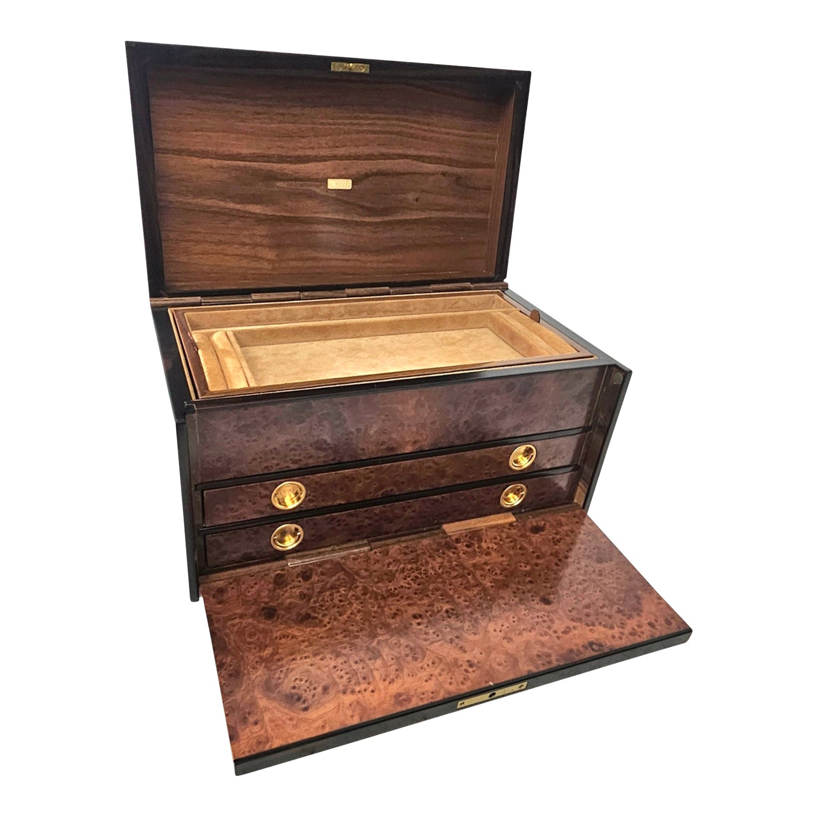 Large Gucci Burl Wood Hinged Jewelry Box | Chairish