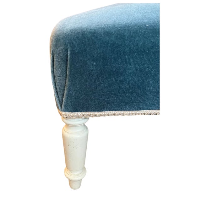 Mid 19th Century Blue Upholstered Napoleon III Slipper Chair For Sale - Image 4 of 4