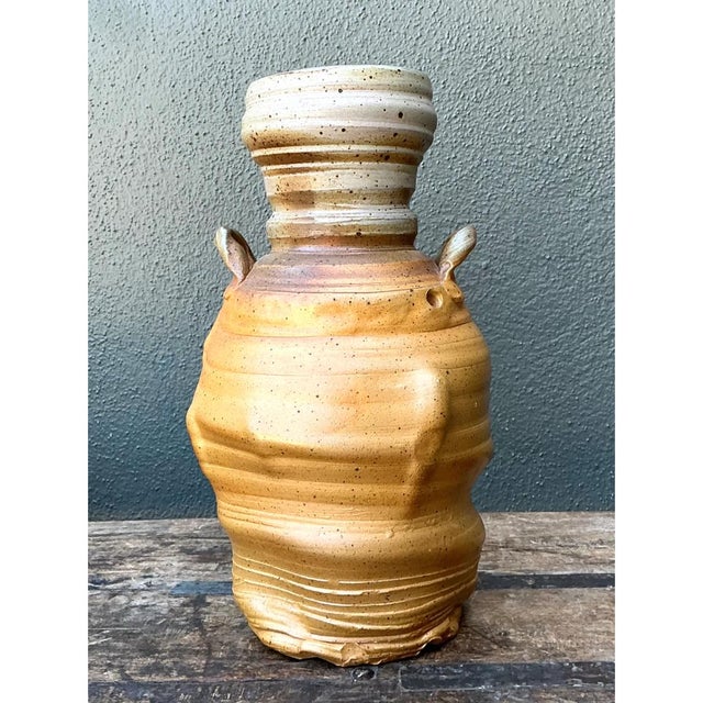 Mid-Century Modern Vintage Handcrafted Studio Pottery Vase For Sale - Image 3 of 12