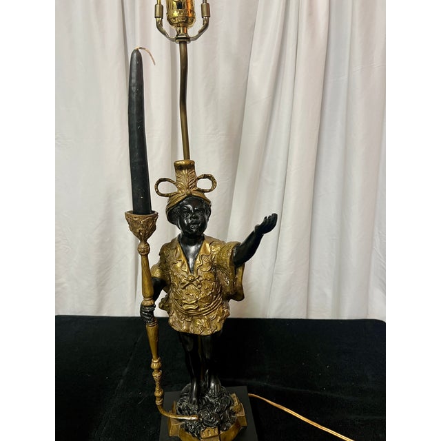 Mid 20th Century Maitland-Smith Egyptian Style Figural Sculpture Bronze Lamp For Sale - Image 15 of 17