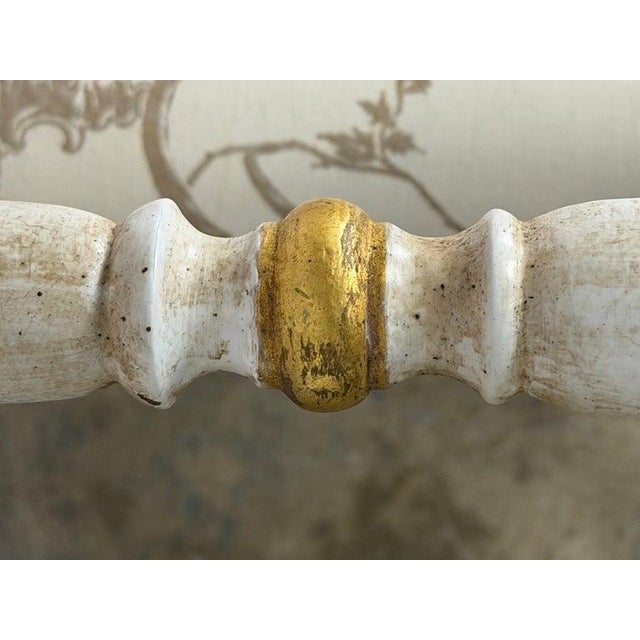 Pair of Italian Neoclassical Curule Stools W/ Fortuny Upholstery For Sale - Image 4 of 17