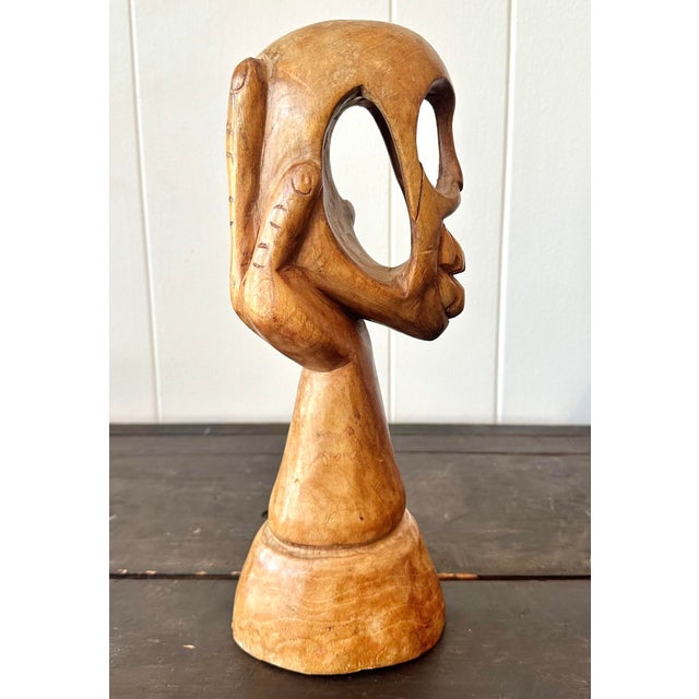 Add a touch of intrigue and personality to your decor with this unique Late 20th Century Vintage Boho Hand Carved Wood...