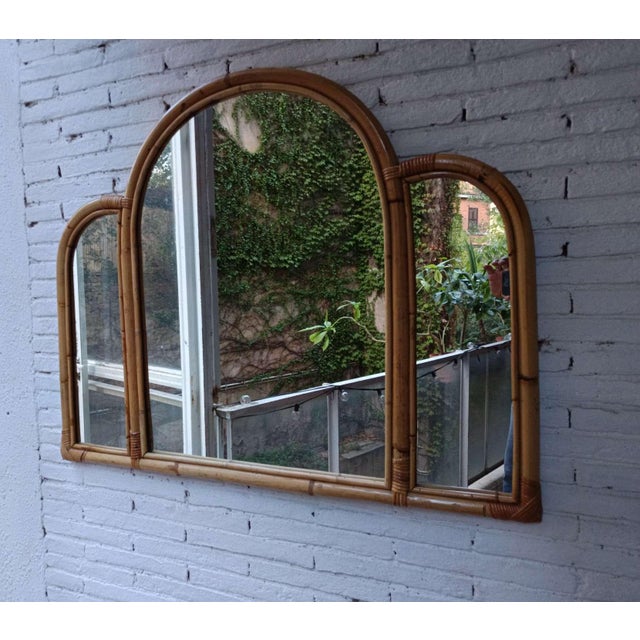 Vintage Bohochic Bamboo Mirror, 1970s For Sale - Image 6 of 7