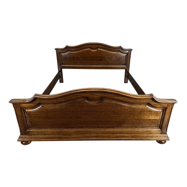 Vintage French Style King Size Bed Frame in Oak For Sale