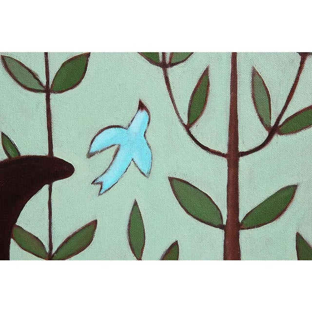 2021 "Zie and Xe" Green Toned Portrait Painting of a Pair of Figures in a Forest by Scott Woodard For Sale - Image 9 of 11