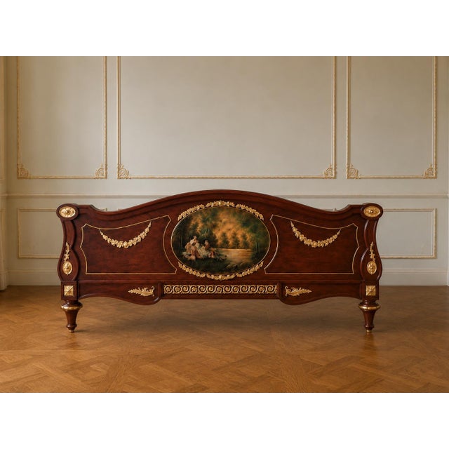 1950 European Artisan Louis XVI Mahogany Bedframe – 4 Pc For Sale - Image 4 of 16