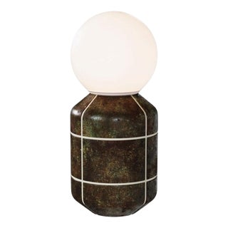 Large Navazi Table Lamp in Scorched Coal Ceramic and Frosted Glass by Svitanok For Sale