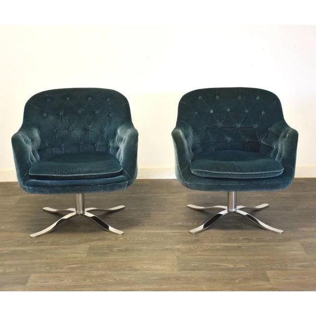 Nicos Zographos Nico Zographos Swivel Lounge Chairs - a Pair For Sale - Image 4 of 12