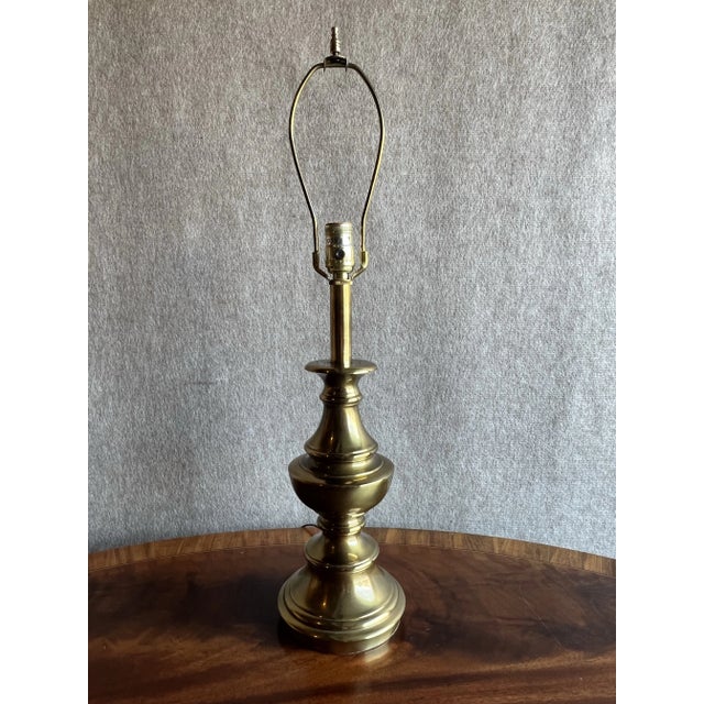 Vintage Late 20th Century Petite Stiffel Baluster Style Lacquered Brass Accent Lamp For Sale - Image 12 of 12