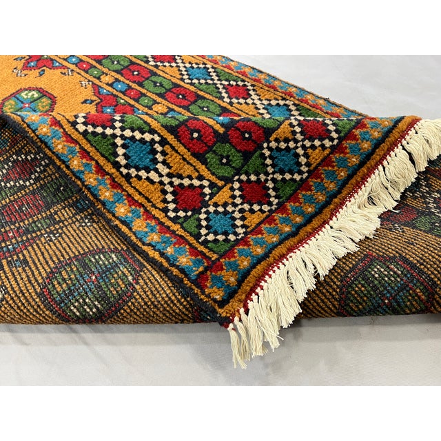 Mustard Gold Mori Gul Tribal Oriental Runner Rug, 2'10" X 9'4" For Sale - Image 14 of 16