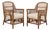 French Art Deco Rattan Pair of Armchairs For Sale