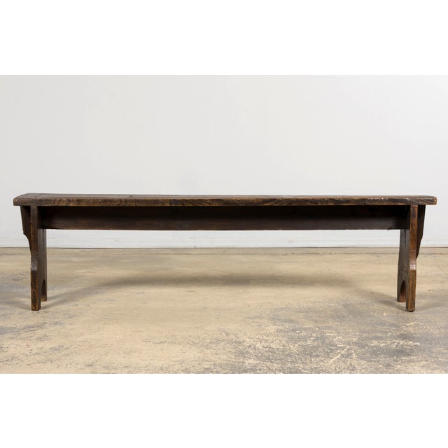 French Provincial Late 19th Century French Provincial Rustic Pine Farmhouse Bench For Sale - Image 3 of 17