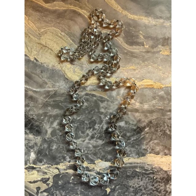 Transparent Vintage Clear Cut Crystal Necklace For Sale - Image 8 of 11