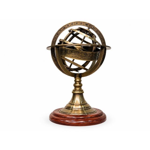 Mid-Century Modern Vintage MCM Zodiac Armillary Brass Sphere Globe For Sale - Image 3 of 4