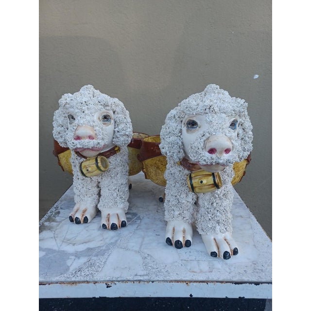 Vintage Italian Ceramic Pair of Dog Planters For Sale - Image 4 of 4