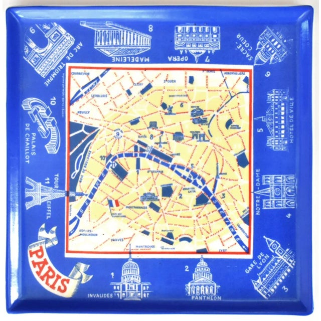 Vintage Map of Paris Plate For Sale - Image 11 of 11