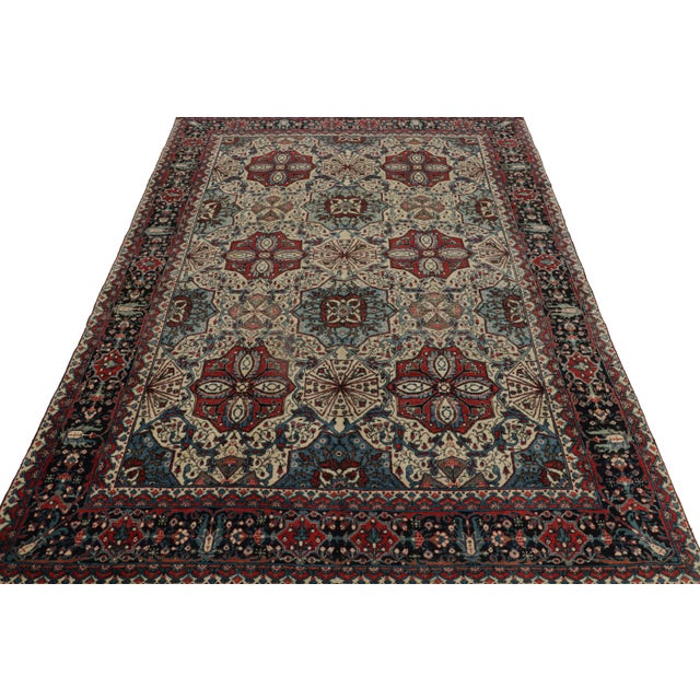 Persian Antique Persian Tabriz in Classic Red, Blue and Cream Colors From Rug&Kilim For Sale - Image 3 of 7
