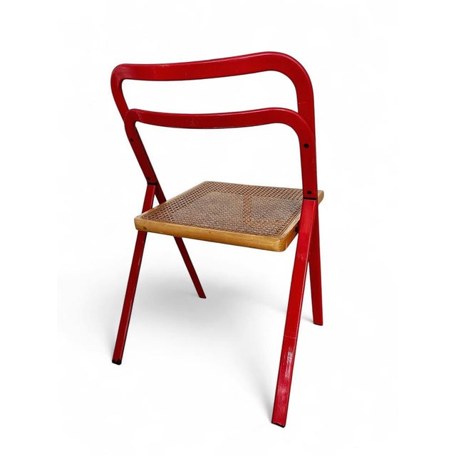 Folding Chair with Viennese Straw by Giorgio Cattelan for Cidue, Italy, 1970s For Sale - Image 5 of 7