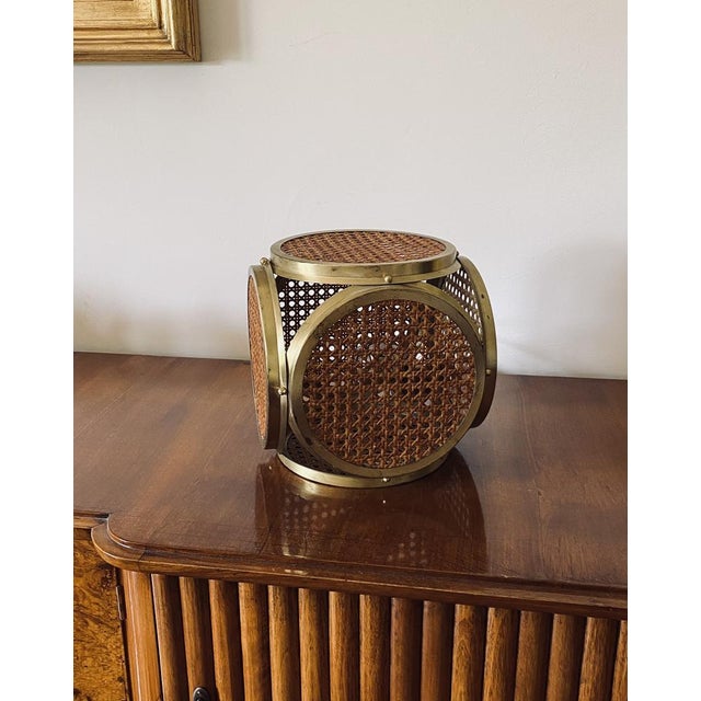 Hollywood Regency Italian Lamps in Brass and Vienna Straw, 1970s, Set of 2 For Sale - Image 12 of 18