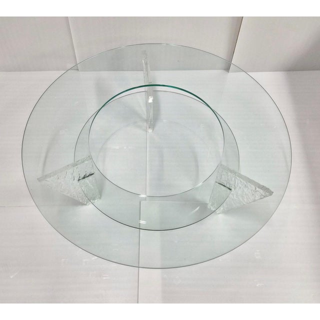 Vintages Round Coffee Table in Textured Acrylic Glass and Glass by Jeannot Cerutti, 1980s For Sale - Image 13 of 13