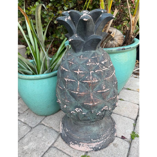 Vintage Weathered Pineapple Garden Statue Circa 1980s For Sale - Image 9 of 9