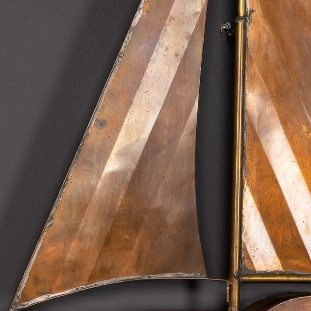 Vintage 20th Century Wall Hanging Copper Sculpture of a Racing Yacht, 1960s For Sale - Image 11 of 13