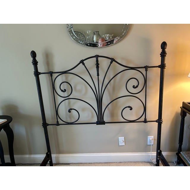 Very heavy, high quality wrought iron bed with head board, foot board, and frame. Like new. Check listing for matching...